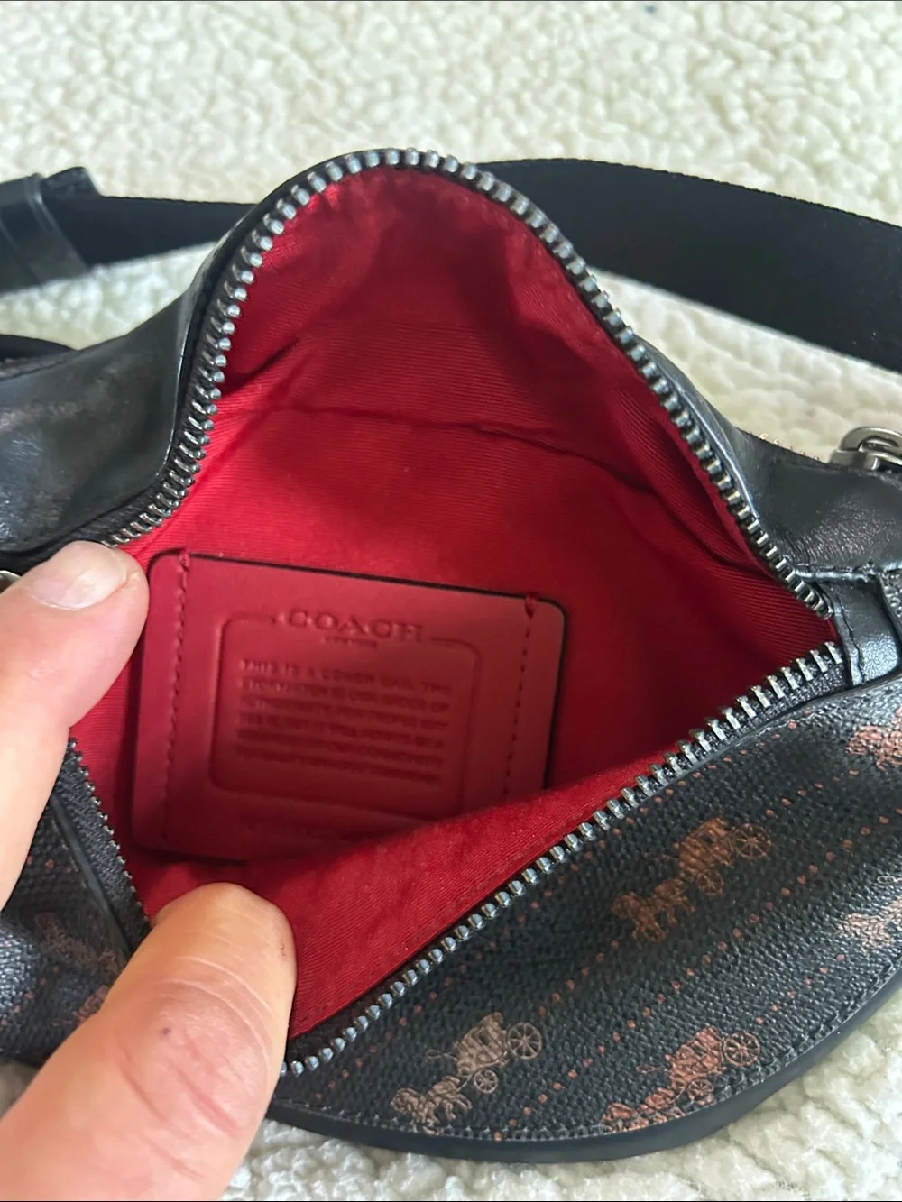 Coach Black Crossbody Belt Bag with Brown Logo Print - Picture 2 of 3